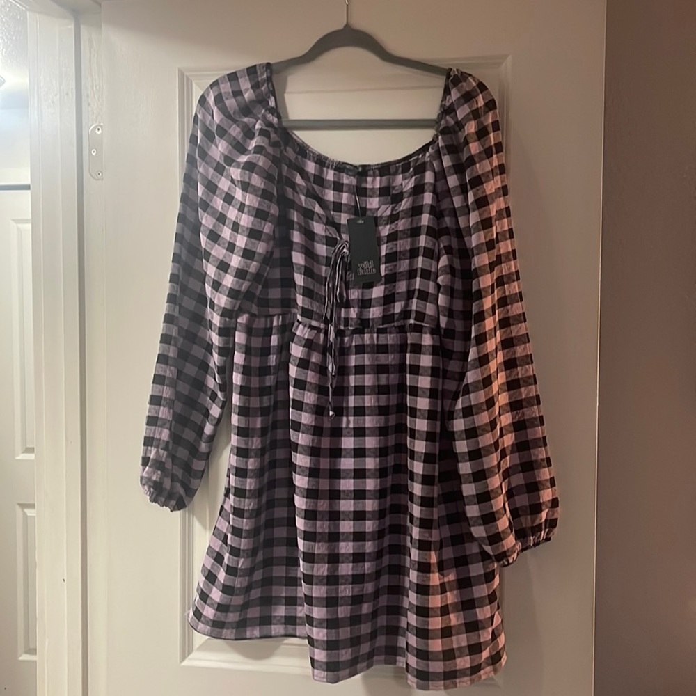 Purple & Black Checkered Dress